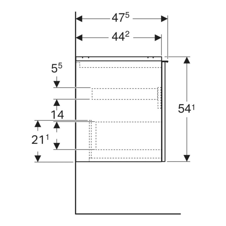 Geberit Meuble sous lavabo Acanto 1 tiroir, 1 tiroir intérieur, L 90 cm, H/I/P