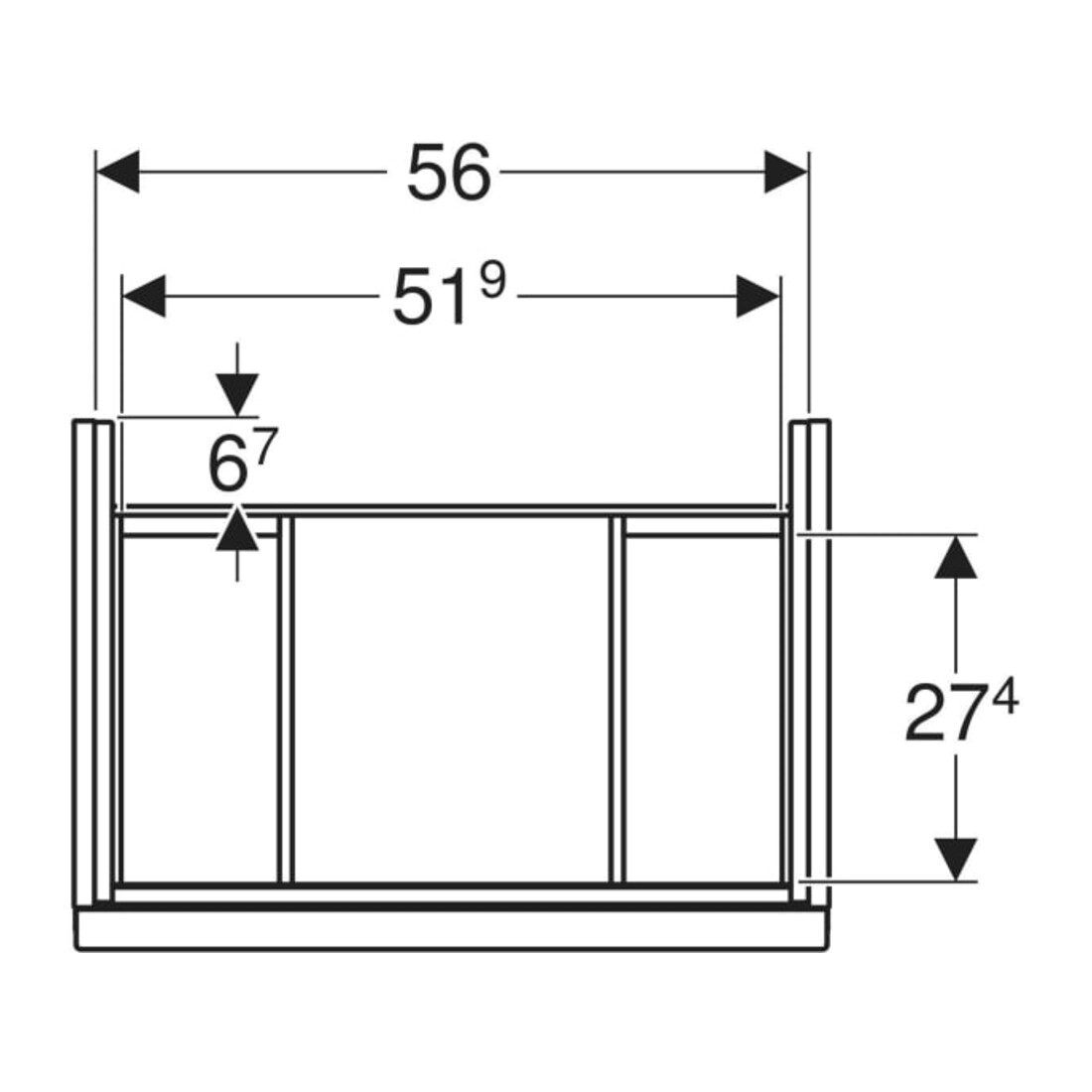 Geberit Meuble sous-lavabo Acanto, sortie cachée, L. 60 cm, blanc mat / blanc mat