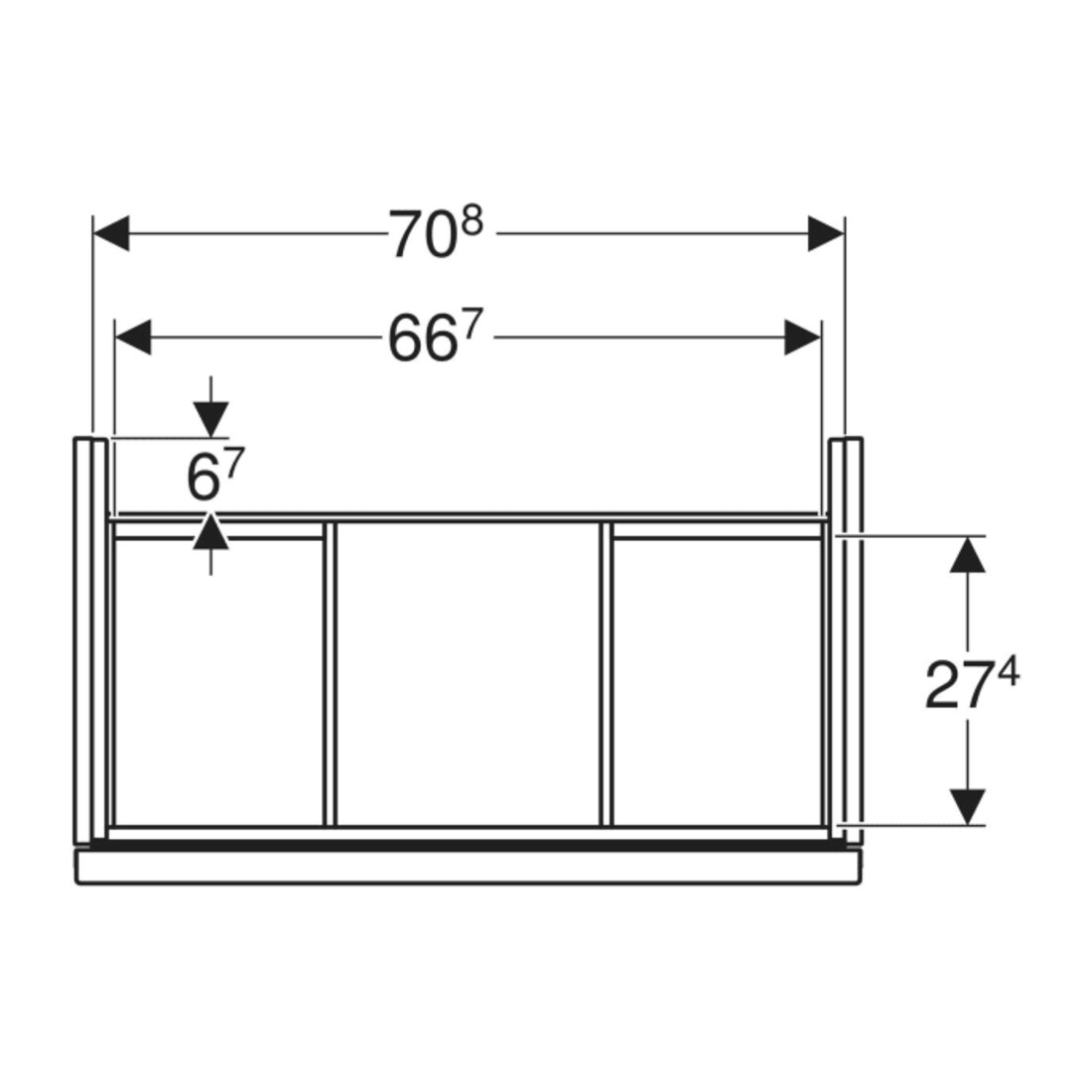 Geberit Meuble sous-lavabo Acanto sortie cachée, L. 74 cm, blanc mat / blanc mat