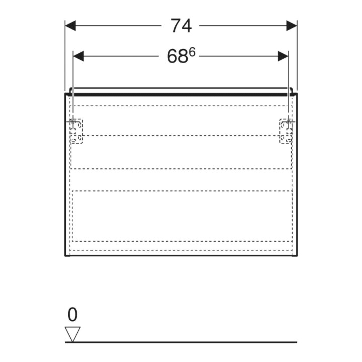 Geberit Meuble sous-lavabo Acanto sortie cachée, L. 74 cm, blanc mat / blanc mat