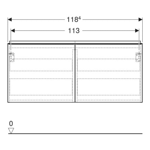 Geberit Meuble sous-lavabo double Acanto 1 tiroir latéral, 1 tiroir en I, L 119 cm, H/P