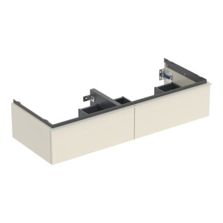 Geberit Meuble sous lavabo double iCon 118,4x24,7x47,6 cm, 2 tiroirs, blanc brillant/gris mat
