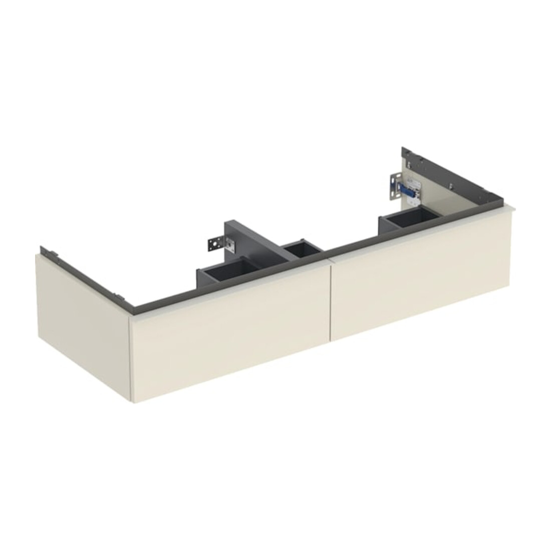 Geberit Meuble sous lavabo double iCon 118,4x24,7x47,6 cm, 2 tiroirs, blanc brillant/gris mat
