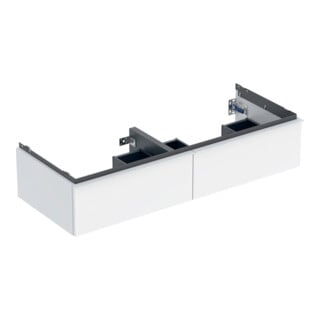 Geberit Meuble sous lavabo double iCon 118,4x24,7x47,6 cm, 2 tiroirs, blanc laqué brillant