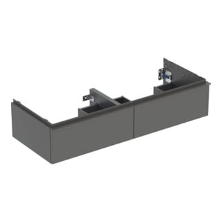 Geberit Meuble sous lavabo double iCon 118,4x24,7x47,6 cm, 2 tiroirs, la. m/la. ma