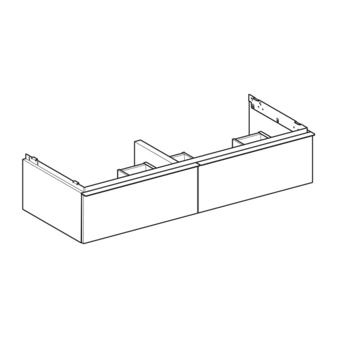 Geberit Meuble sous lavabo double iCon 118,4x24,7x47,6 cm, 2 tiroirs, la. m/la. ma
