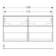 Geberit Meuble sous lavabo double iCon 118,4x61,5x47,6 cm, 4 T, Chêne/gr. la. ma