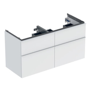 Geberit Meuble sous lavabo double iCon 118,4x61,5x47,6 cm, 4 tiroirs, blanc mat/Gr blanc mat