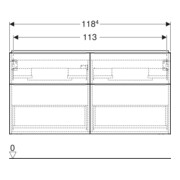 Geberit Meuble sous lavabo double iCon 118,4x61,5x47,6 cm, 4 tiroirs, blanc mat/Gr blanc mat-5