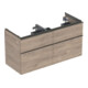 Geberit Meuble sous lavabo double iCon 118,4x61,5x47,6 cm, 4 tiroirs, noyer/gr. la. ma-1