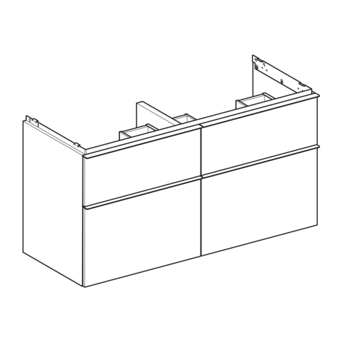 Geberit Meuble sous lavabo double iCon 118,4x61,5x47,6 cm, 4 tiroirs, noyer/gr. la. ma
