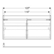 Geberit Meuble sous lavabo double Renova Plan 122,6x60,6x44,6 cm, 2 tiroirs, blanc, laqué brillant-5