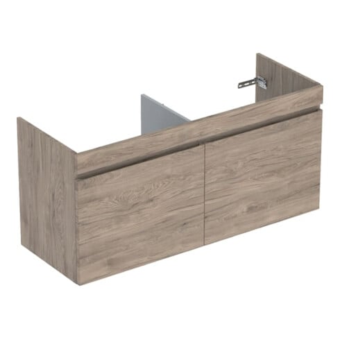 Geberit Meuble sous lavabo double Renova Plan 122,6x60,6x44,6 cm, 2 tiroirs, N, F structuré