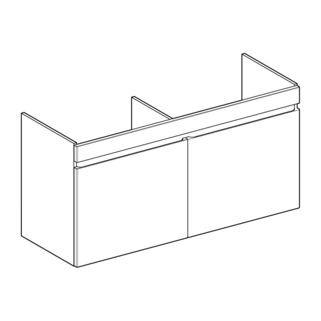 Geberit Meuble sous lavabo double Renova Plan 122,6x60,6x44,6 cm, 2 tiroirs, N, F structuré