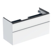 Geberit Meuble sous lavabo iCon 118,4x61,5x47,6 cm, 2 tiroirs, blanc/bois laqué brillant/Gr. vc