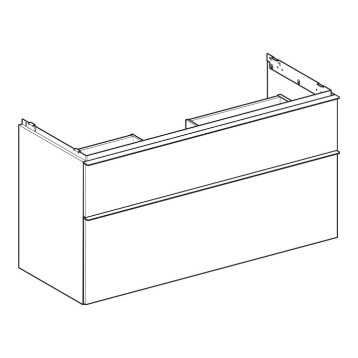 Geberit Meuble sous lavabo iCon 118,4x61,5x47,6 cm, 2 tiroirs, blanc/bois laqué brillant/Gr. vc