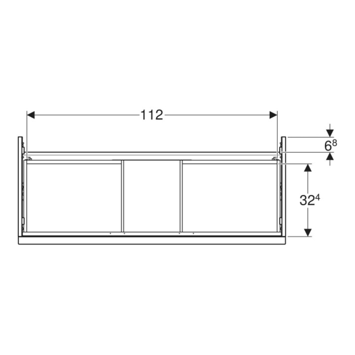 Geberit Meuble sous lavabo iCon 118,4x61,5x47,6cm, 2 tiroirs, la. m/la. ma