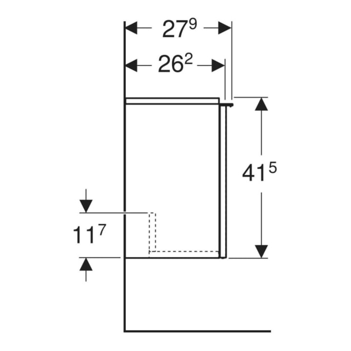 Geberit Meuble sous lavabo iCon 37x41,5x27,9 cm, 1 porte, à droite, blanc mat/vert mat