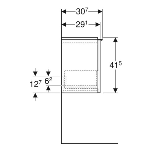 Geberit Meuble sous-lavabo iCon 52x41,5x30,7 cm, 1 tiroir, noyer/Poignée tiroir laquée mate