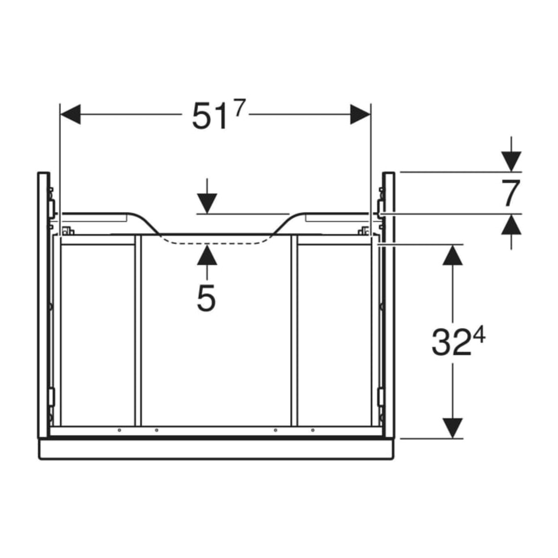 Geberit Meuble sous lavabo iCon 59,2x24,7x47,6 cm, chêne hgl/sable mat