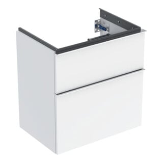 Geberit Meuble sous lavabo iCon 59,2x61,5x41,6 cm, 2 tiroirs, blanc/lustré/gris vc