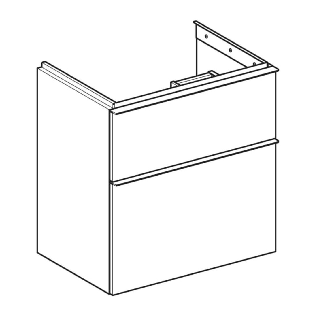 Geberit Meuble sous-lavabo iCon 59,2x61,5x41,6 cm, 2 tiroirs, blanc mat/Gr blanc mat