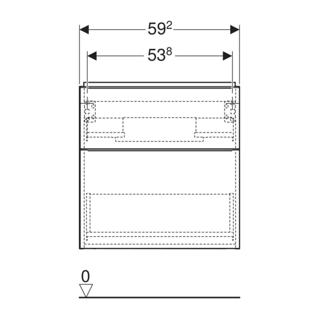 Geberit Meuble sous-lavabo iCon 59,2x61,5x41,6 cm, 2 tiroirs, blanc mat/Gr blanc mat