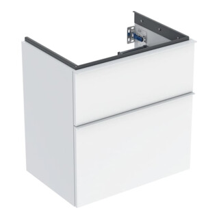 Geberit Meuble sous-lavabo iCon 59,2x61,5x41,6cm, 2 tiroirs, blanc laqué brillant