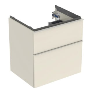 Geberit Meuble sous-lavabo iCon 59,2x61,5x47,6 cm, 2 tiroirs, blanc brillant/gris mat