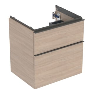Geberit Meuble sous lavabo iCon 59,2x61,5x47,6 cm, 2 tiroirs, chêne/gr. la. ma