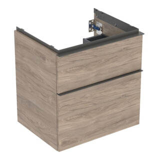 Geberit Meuble sous lavabo iCon 59,2x61,5x47,6 cm, 2 tiroirs, noyer/poignée la. ma