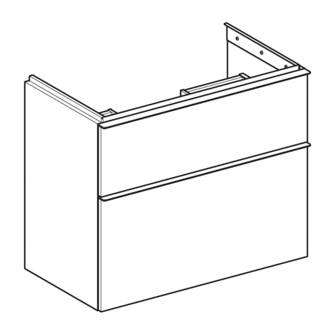 Geberit Meuble sous-lavabo iCon 74x61,5x41,6 cm, 2 tiroirs, blanc haut brillant/gris moyen satiné