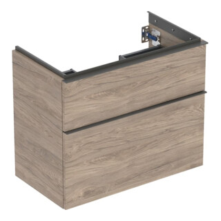 Geberit Meuble sous lavabo iCon 74x61,5x41,6 cm, 2 tiroirs, noyer/Poignée la. ma