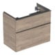 Geberit Meuble sous lavabo iCon 74x61,5x41,6 cm, 2 tiroirs, noyer/Poignée la. ma-1
