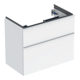Geberit Meuble sous lavabo iCon 74x61,5x41,6cm, 2 tiroirs, blanc laqué brillant