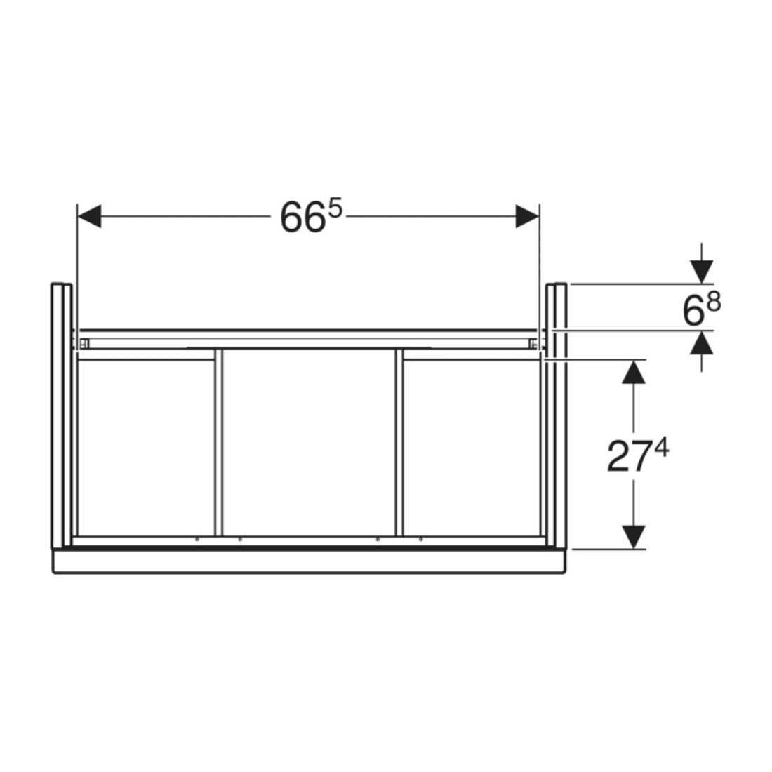 Geberit Meuble sous-lavabo iCon 74x61,5x41,6cm, 2 tiroirs, blanc mat/Gr blanc mat