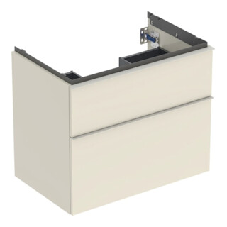 Geberit Meuble sous-lavabo iCon 74x61,5x47,6 cm, 2 tiroirs, blanc brillant/gris mat