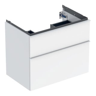 Geberit Meuble sous-lavabo iCon 74x61,5x47,6 cm, 2 tiroirs, blanc laqué brillant