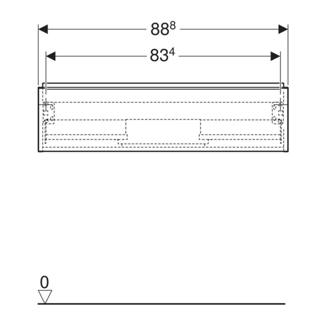 Geberit Meuble sous-lavabo iCon 88,8x24,7x47,6 cm, blanc laqué brillant