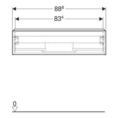 Geberit Meuble sous lavabo iCon 88,8x24,7x47,6cm, noyer/poignée lave mat