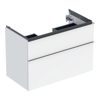 Geberit Meuble sous lavabo iCon 88,8x61,5x47,6 cm, 2 tiroirs, blanc/bois brillant/Gr. vc