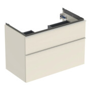 Geberit Meuble sous lavabo iCon 88,8x61,5x47,6 cm, 2 tiroirs, blanc brillant/gris mat