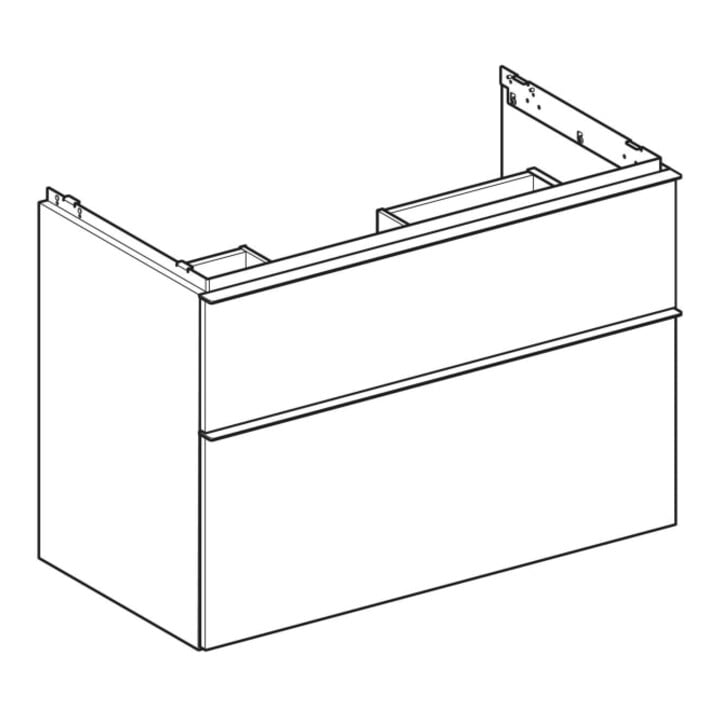 Geberit Meuble sous lavabo iCon 88,8x61,5x47,6 cm, 2 tiroirs, blanc brillant/gris mat