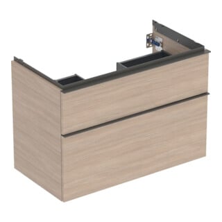 Geberit Meuble sous lavabo iCon 88,8x61,5x47,6 cm, 2 tiroirs, chêne/gr. la. ma