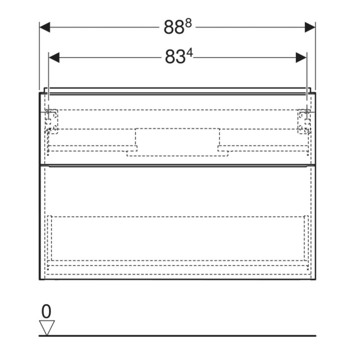 Geberit Meuble sous-lavabo iCon 88,8x61,5x47,6 cm, 2 tiroirs, la. m/la. ma