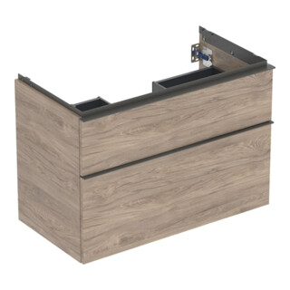 Geberit Meuble sous lavabo iCon 88,8x61,5x47,6 cm, 2 tiroirs, noyer/Poignée la. ma