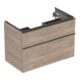 Geberit Meuble sous lavabo iCon 88,8x61,5x47,6 cm, 2 tiroirs, noyer/Poignée la. ma-1