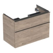 Geberit Meuble sous lavabo iCon 88,8x61,5x47,6 cm, 2 tiroirs, noyer/Poignée la. ma