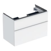 Geberit Meuble sous-lavabo iCon 88,8x61,5x47,6cm, 2 tiroirs, blanc laqué brillant