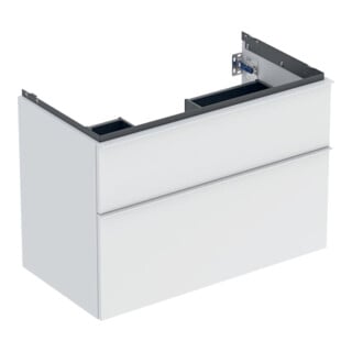 Geberit Meuble sous lavabo iCon 88,8x61,5x47,6cm, 2 tiroirs, blanc ma/Gr blanc ma